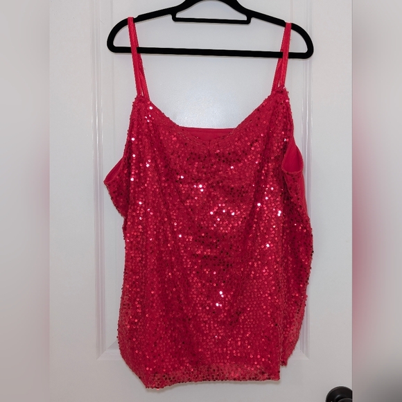 Lane Bryant Red Sequin Cami Top 22/24 Sparkle Tank New Years Eve Holiday Party - Picture 2 of 5